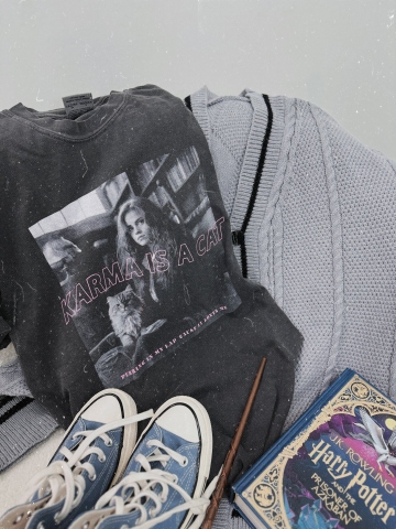Karma is a Cat TSxHP Graphic Tee - Image 4